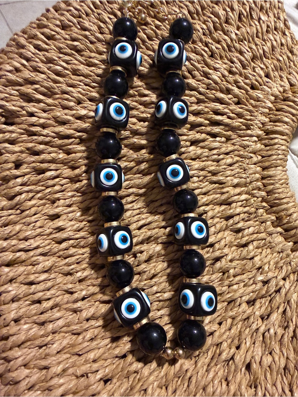 Black & Blue Kids Evil Eye Beaded Necklace